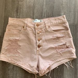 Abercrombie & Fitch High Waisted Pink Denim Shorts